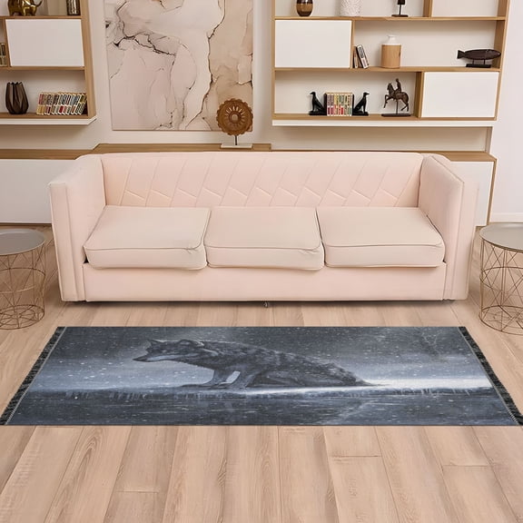 WOBOGO Wolf King in The Snow Bedside long rug delicate and soft modern indoor area decor non slip carpet for bed room corridor entrance balcony