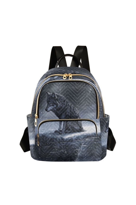 Wolf King in The Snow Butterfly Backpack Durable Lightweight Shoulder Bag Built-in Laptop Sleeve and Multiple Utility Compartments