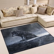 WOBOGO Wolf King in The Snow Carpet Non-Slip Rugs Soft Doormat 63 48in Living Dining Room Bedroom Decorative