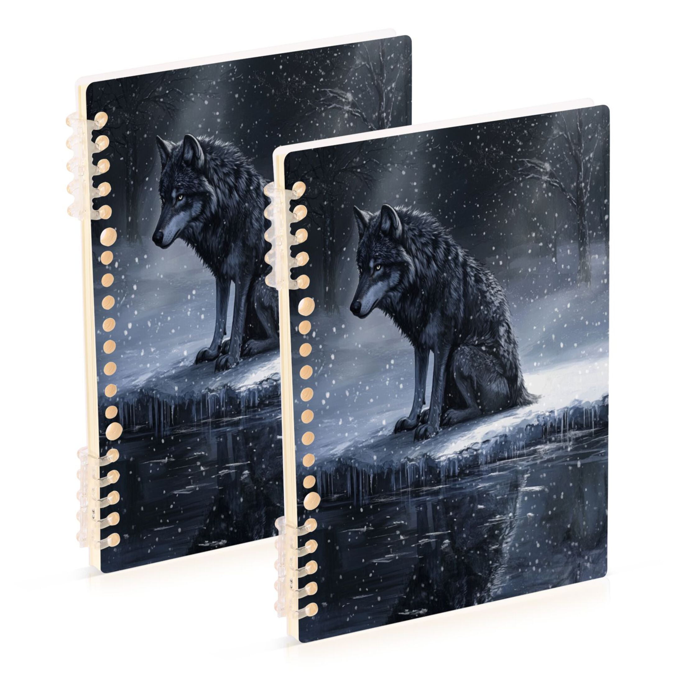 WOBOGO Wolf King in The Snow Notebook College Horizontal Grid Paper Ink ...
