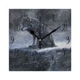 thumbnail image 1 of WOBOGO Wolf King in The Snow Wall Clock 7.78 Inch Battery Operated Silent Unit Square Rustic Vintage Style for Home Bedroom Office Black Pointer, 1 of 8
