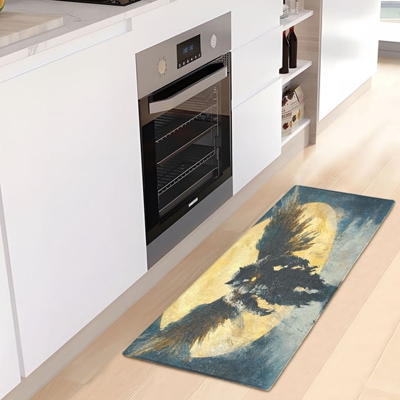 WOBOGO Wolf Man As An Angel Carpet 39x20in Kitchen Bathroom Plush Absorbent Non-Slip Floor Mat