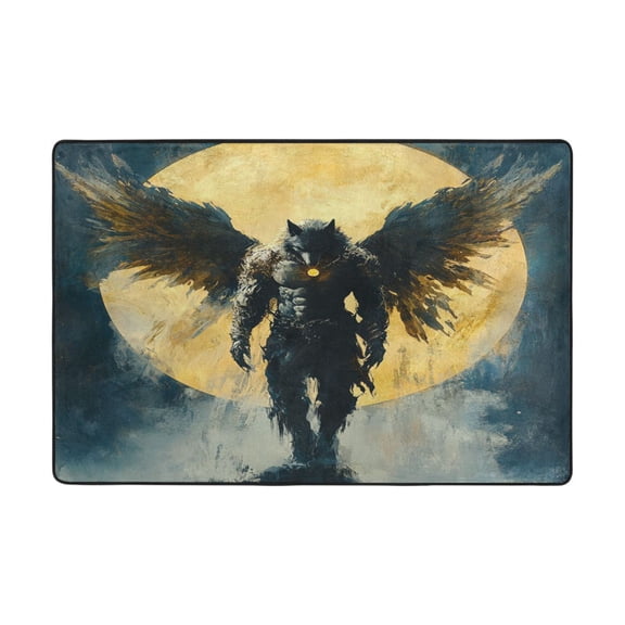 WOBOGO Wolf Man As An Angel Carpet Non-Slip Rugs Soft Doormat 72×48in Living Dining Room Bedroom Decorative