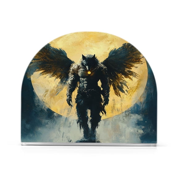 WOBOGO Wolf Man As An Angel Clear Acrylic Napkin Holder Kitchen Tissue Face Towel Cocktail Rack Bar Restaurant Dinner Paper Dispenser