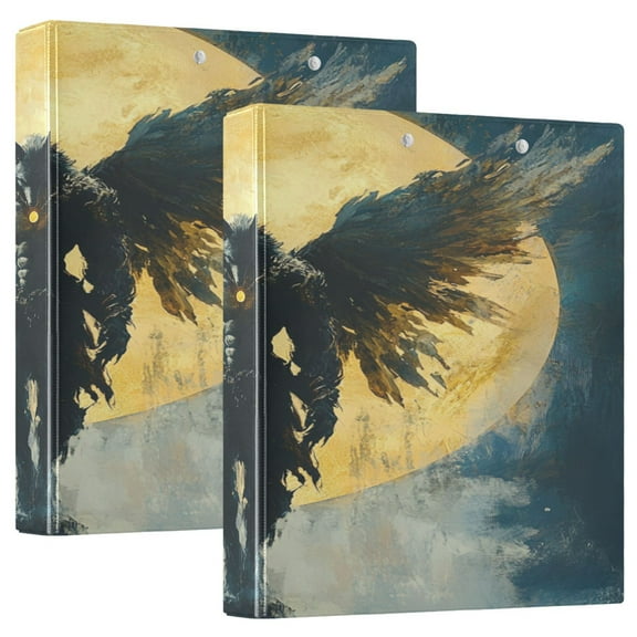 WOBOGO Wolf Man As An Angel File Folders Extra Large Capacity to Hold 200 Sheets of Documents Hard Shell Ring Binder for School Home Office