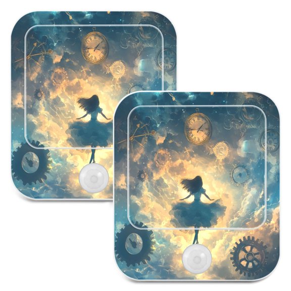WOBOGO World Of Clocks Night Light Lamp with Smart Sensor Dusk to Dawn Sensor 0.6W Plug-in 2-Pack