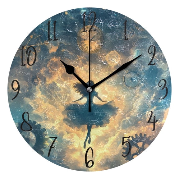 WOBOGO World Of Clocks Wall Clock 10in Silent Mechanism Battery Operated Retro Style for Living Room Bedroom and Kitchen Black Pointer