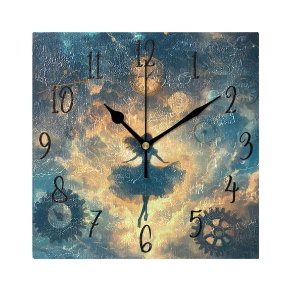 WOBOGO World Of Clocks Wall Clock 7.78 Inch Battery Operated Silent Unit Square Rustic Vintage Style for Home Bedroom Office Black Pointer