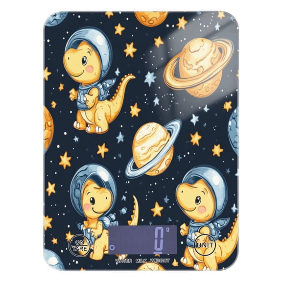 WOBOGO Yellow Dinosaur Space Pattern Kitchen Scale Digital Gram and Ounce Weighing for Cooking Baking Ketogenic Diet Meal Prep