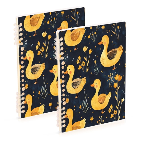 WOBOGO Yellow Ducks Notebook College Horizontal Grid Paper Ink Spill Resistant Water Resistant Cover 8.3x5.7x0.4in