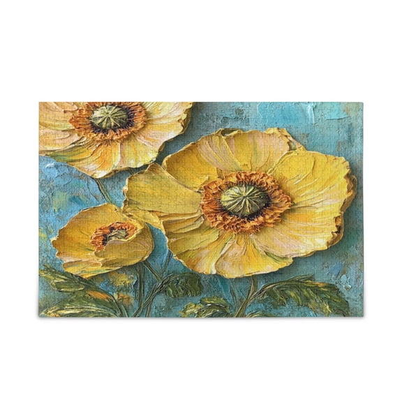 WOBOGO Yellow Flowers Pattern Puzzle Challenge 1000 Piece Jigsaw Suitable for Game Night Finished Size 29.5 x 19.7in