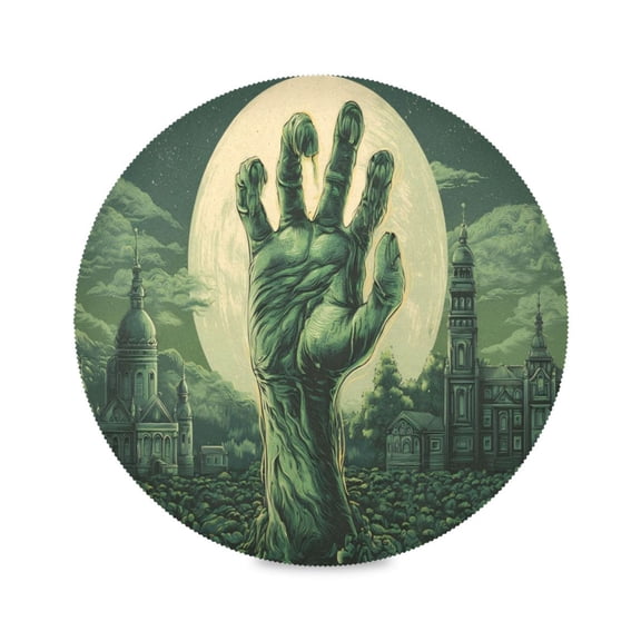 WOBOGO Zombie Hand Round Placemats Set of 1 Heat Resistant Washable Kitchen Table Decorations 15.4in