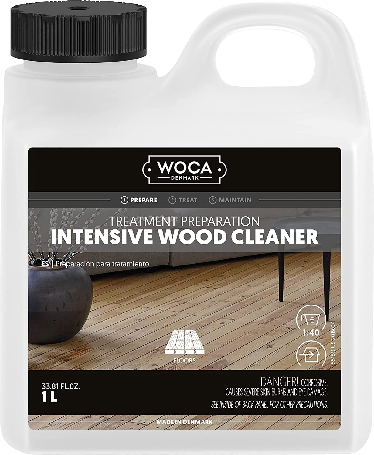 WOCA Intensive Wood Cleaner 1 L is a concentrated formula