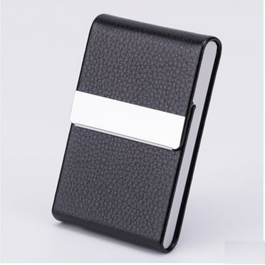 WOCACHI Business Card Holder PU Leather Business Card Case Name Card Holder Slim Metal Pocket Card Holder with Shut