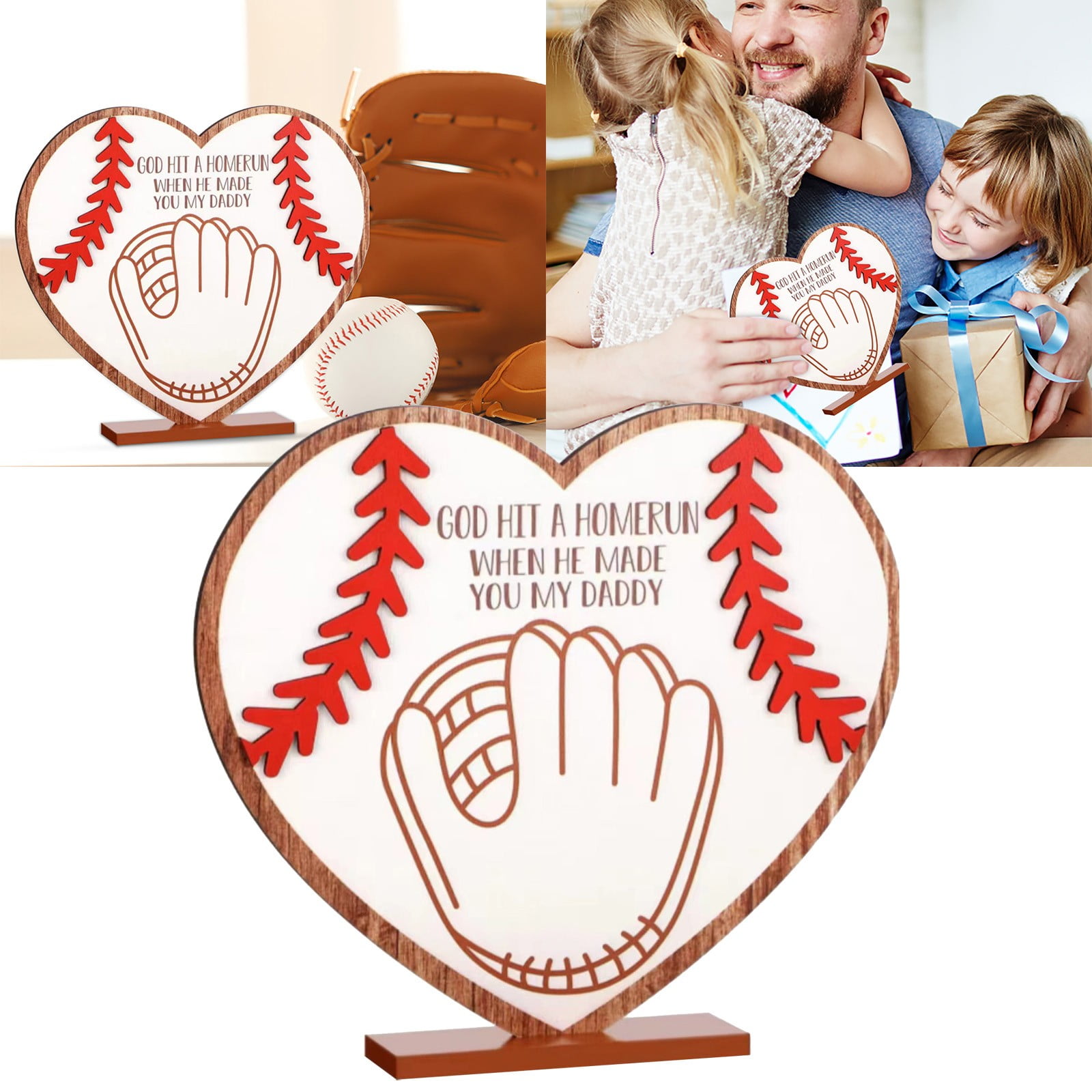 WOCACHI Love Baseball Ornament Engraved Father's Day Gift Ornament
