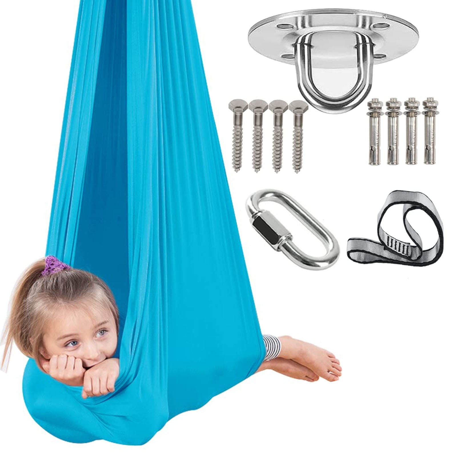 WOCACHI Sensory Swing for Kids and Adult Indoor Cuddle Swing Outdoor Has Calming Effect on Child for Children with Special Needs Sensory Integration
