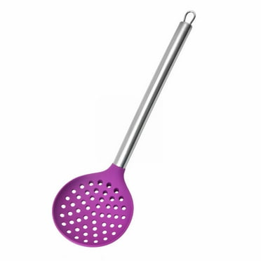 WOCACHI Strainer Spoon Stainless Handle Silicone Slotted Cooking Spoon with Hook Easy to Wash