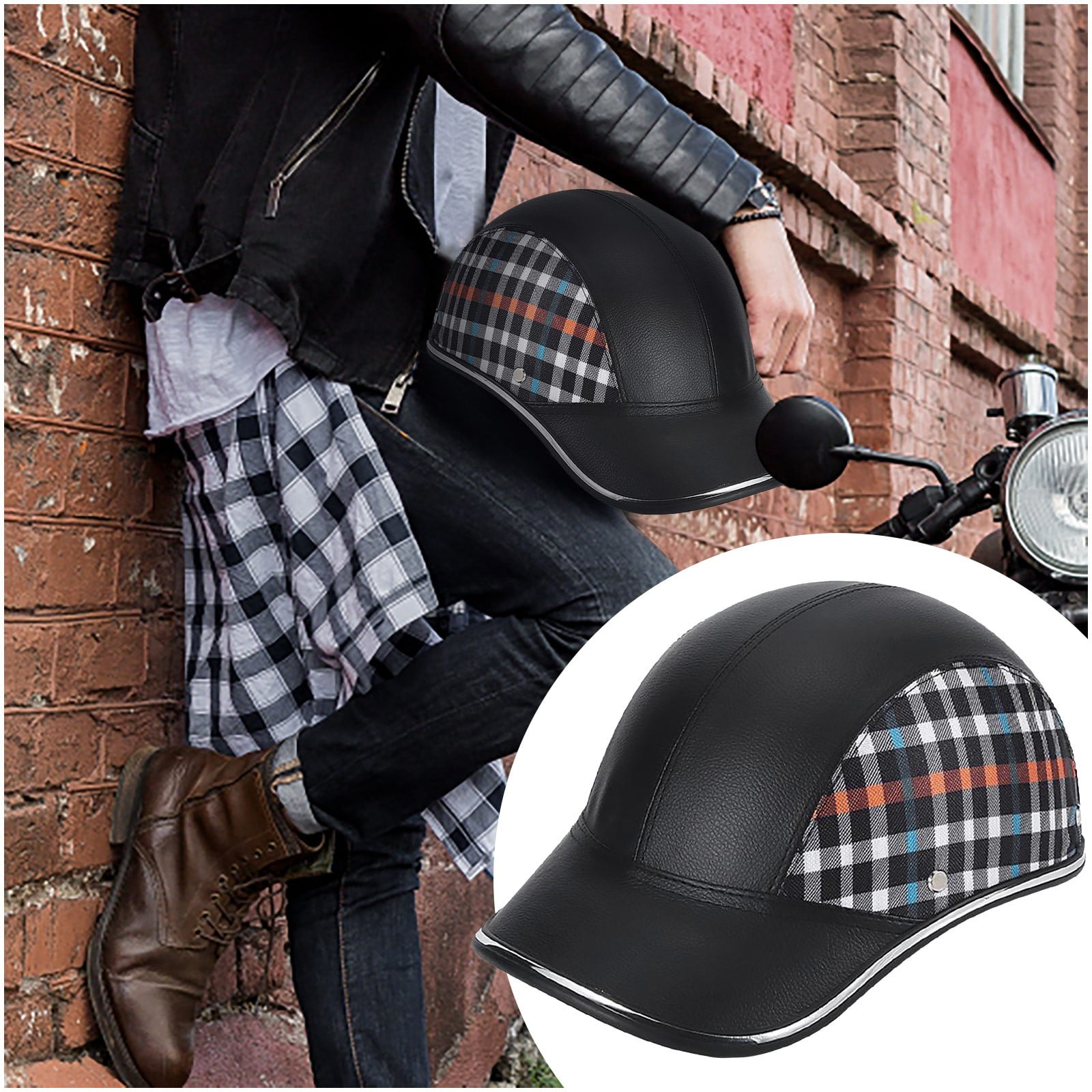 Vintage Style Open Face Motorcycle Half Helmet – DOT Approved, With Sun Visor & Quick Release
