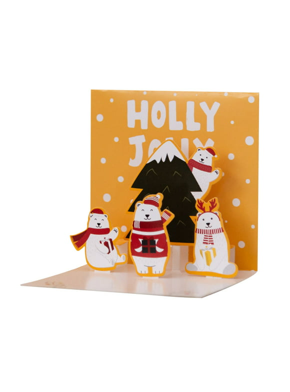 WOCLEILIY 3D Stereo Greeting Card Creative Christmas Message Card Holiday Card