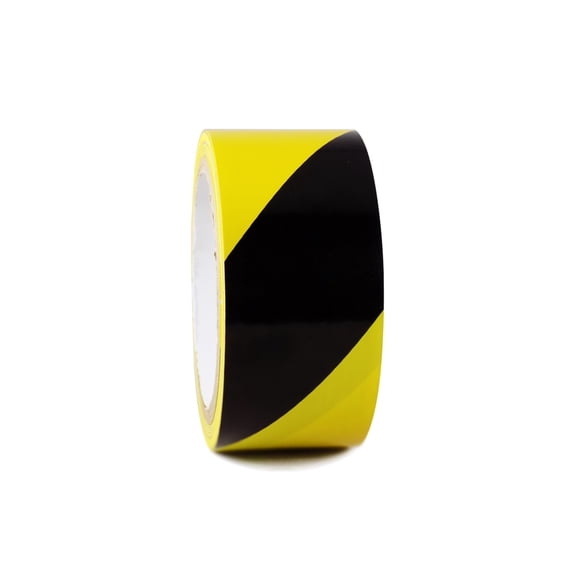 WOD Black & Yellow Heavy-Duty Laminated Hazard Striped Safety Warning Tape Shiny Surface - For Factories, Warehouses, Workshops, Public Areas Lane Marking: 4 in. X 18 yds. (Pack of 6)