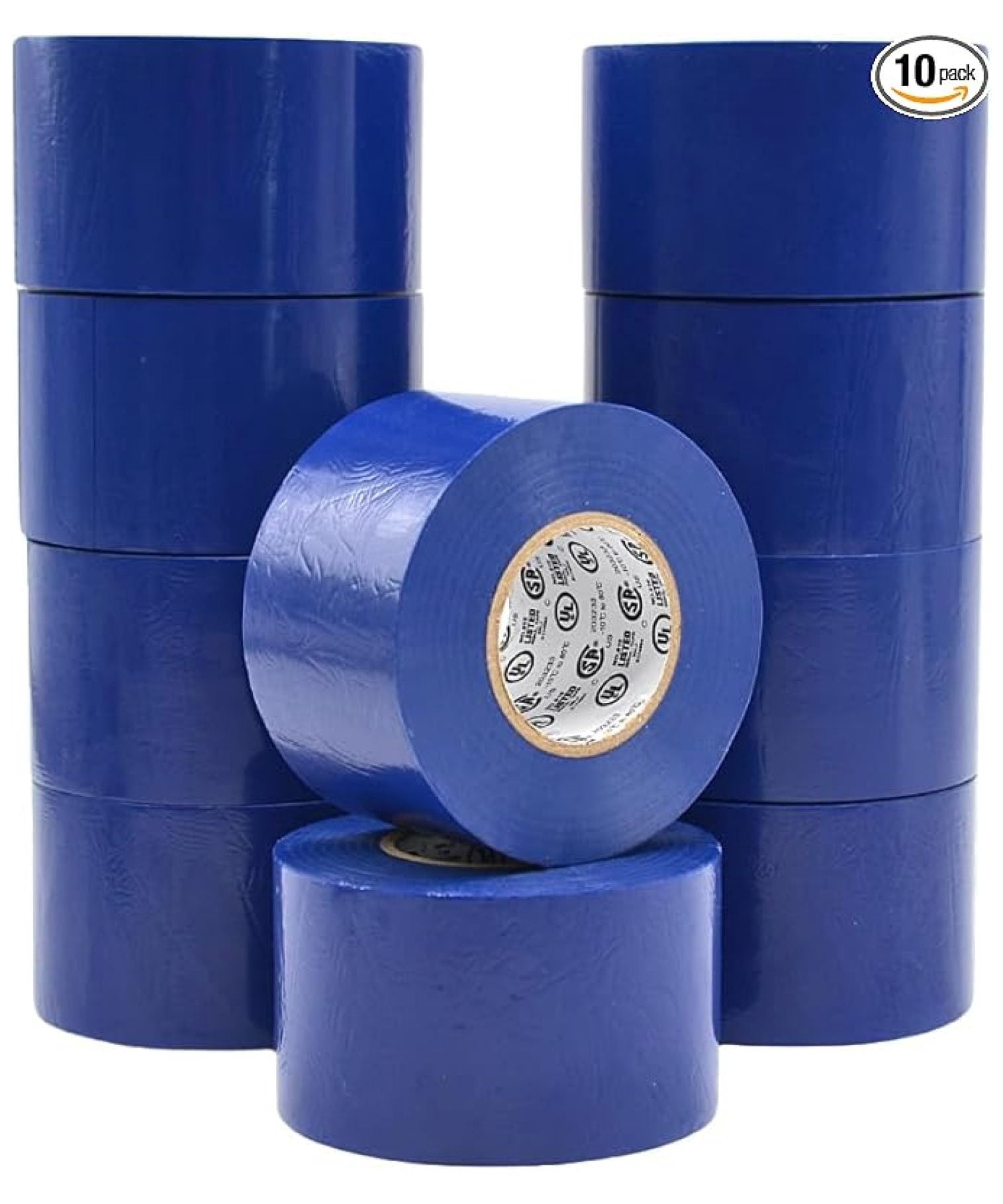 WOD ETC766 Professional Grade General Purpose Blue Electrical Tape UL/CSA Listed . Vinyl Rubber Adhesive Electrical Tape: 2 inch X 66 ft. - Use at No More Than 600V & 176F (Pack of 10)