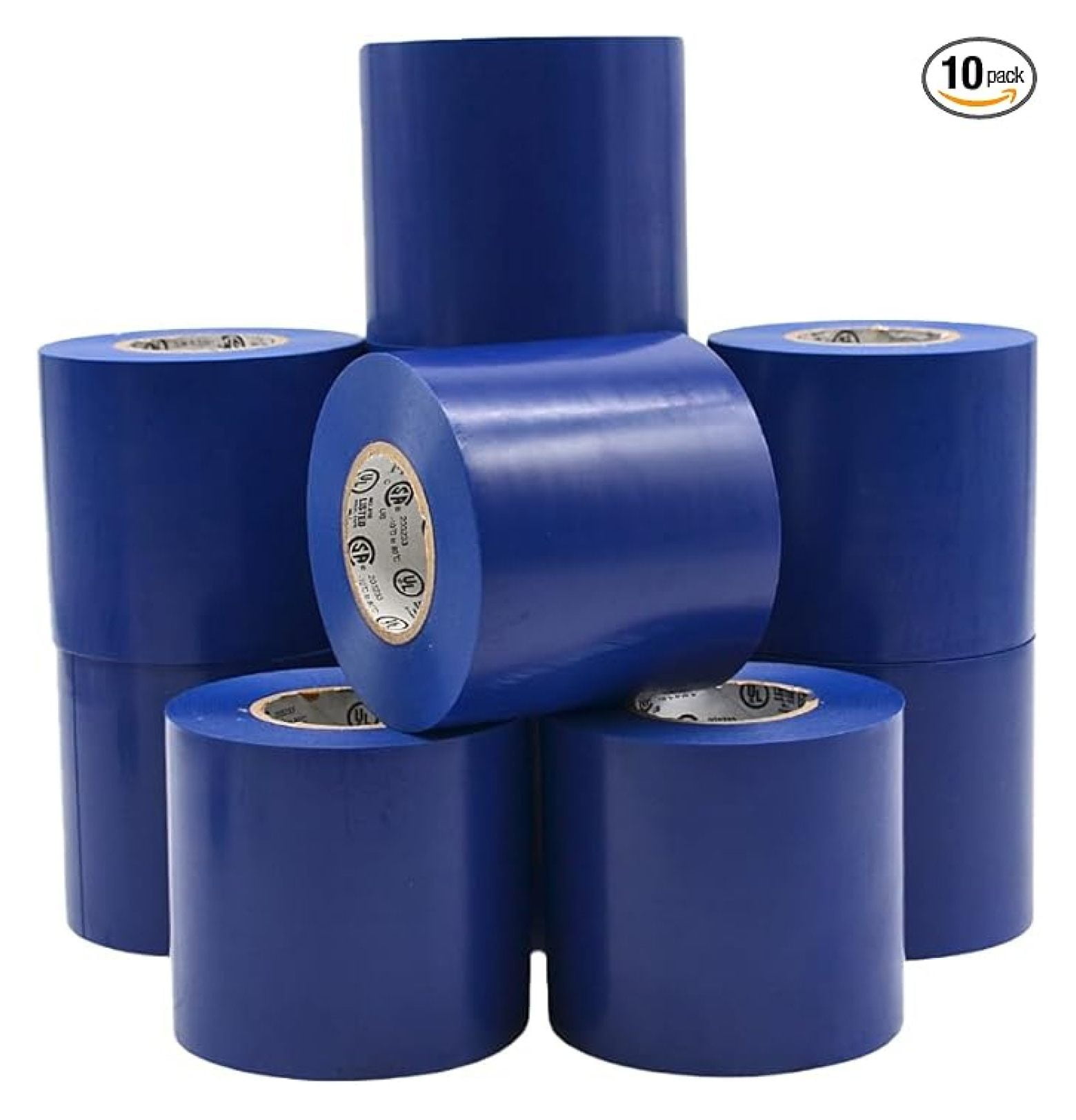 WOD ETC766 Professional Grade General Purpose Blue Electrical Tape UL/CSA Listed . Vinyl Rubber Adhesive Electrical Tape: 3 inch X 66 ft - Use at No More Than 600V & 176F (Pack of 10)