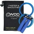 thumbnail image 1 of WOD Nation Adjustable Jump Rope - Dual-Speed Cables for HIIT & Fitness - Quick Adjustments for Smooth Jumping Rope Workouts - Travel Bag Included for On-the-Go Gym Accessory - 11 ft, Blue, 1 of 8