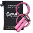 thumbnail image 1 of WOD Nation Adjustable Jump Rope - Speed Jump Rope Cables 2.2mm & 3.3mm for Agility - Ergonomic Handles & Smooth Spin for Fitness Equipment - Compact & Portable Workout Equipment - Pink, 11 ft, 1 of 8