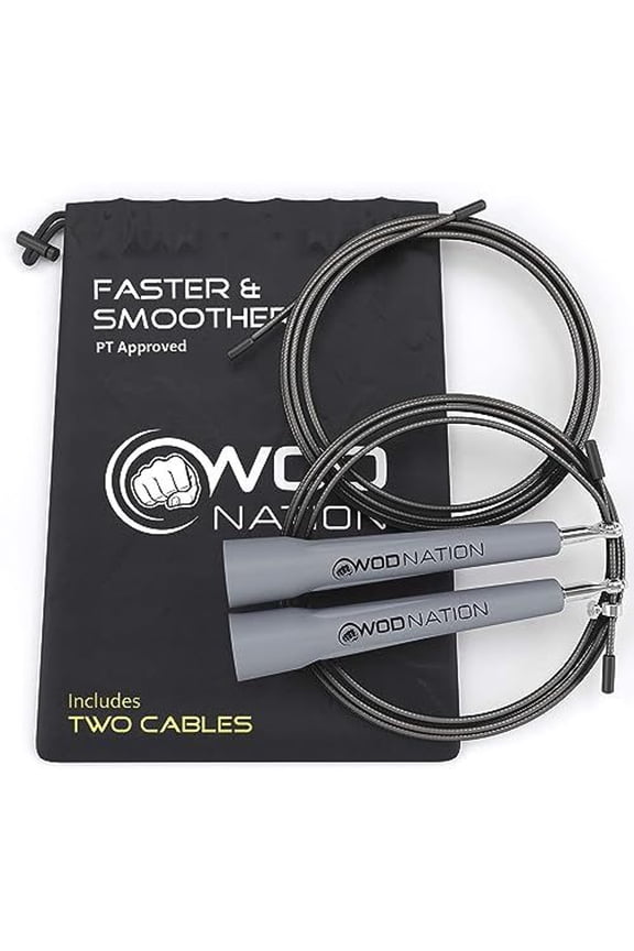 Adjustable Speed Jump Rope - Grey, Classic Speed Rope - Home Gym & Exercise Equipment for Fitness, Boxing, MMA & Cardio - Workout Equipment for Men, Women & Kids