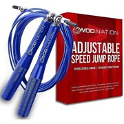 WOD Nation Aluminum Handle High Speed Adjustable Jump Rope for Women and Men - Perfect Skipping Rope for Boxing, Fitness, Workout - Blue