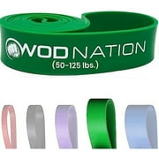 WOD Nation Pull Up Assistance Band for Exercise, Stretch & Serious Fitness, Green, 50-125 lbs, 41" L