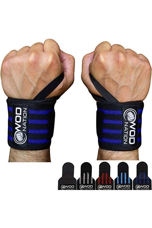 Weight Lifting Wrist Wraps - Enhanced Wrist Support for Strength Training - Heavy-Duty Hook & Loop Lifting Straps - Versatile Gym Wraps for Powerlifting - 24 in, Black/Dark Blue