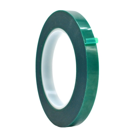WOD PFT35GS High Temperature Polyester Green Masking Pet Tape. 1/2 inch x 72 yds. For Powder Coating, E-Coating or Plating Projects. Up to 350 F Resistance, Heat and Fireproof.