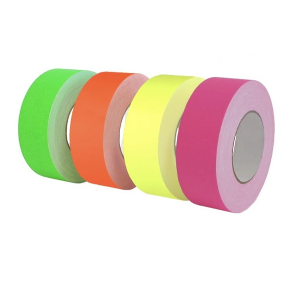 WOD Tape Fluorescent Yellow Gaffer Tape - 12 inch x 60 ft. - (Pack of 4) No Residue, Waterproof, Non Reflective GTC12