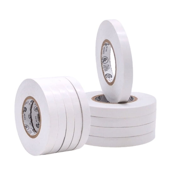 WOD Tape White Electrical Tape General Purpose 3/8 in. x 66 ft. High Temp, 10 Pack