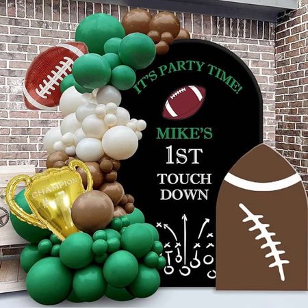 WODJR 119Pcs Football Balloon Garland Football Party Decorations White Green Brown Balloon Arch Football Balloon Champion Trophy Balloon Sports Balloons First Down Football Birthday Party Decorations