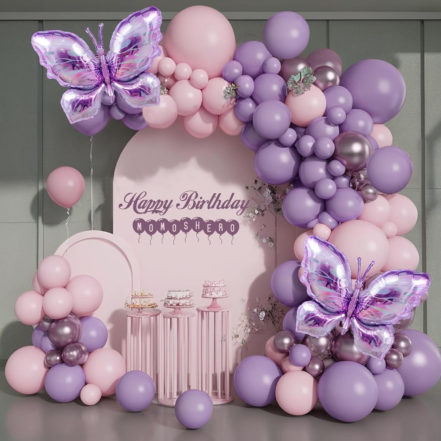 Dokuna Purple Butterfly Birthday Decorations - 9 Pcs Giant Balloon Set With Number, Party Supplies For Girls Baby Shower - View #2