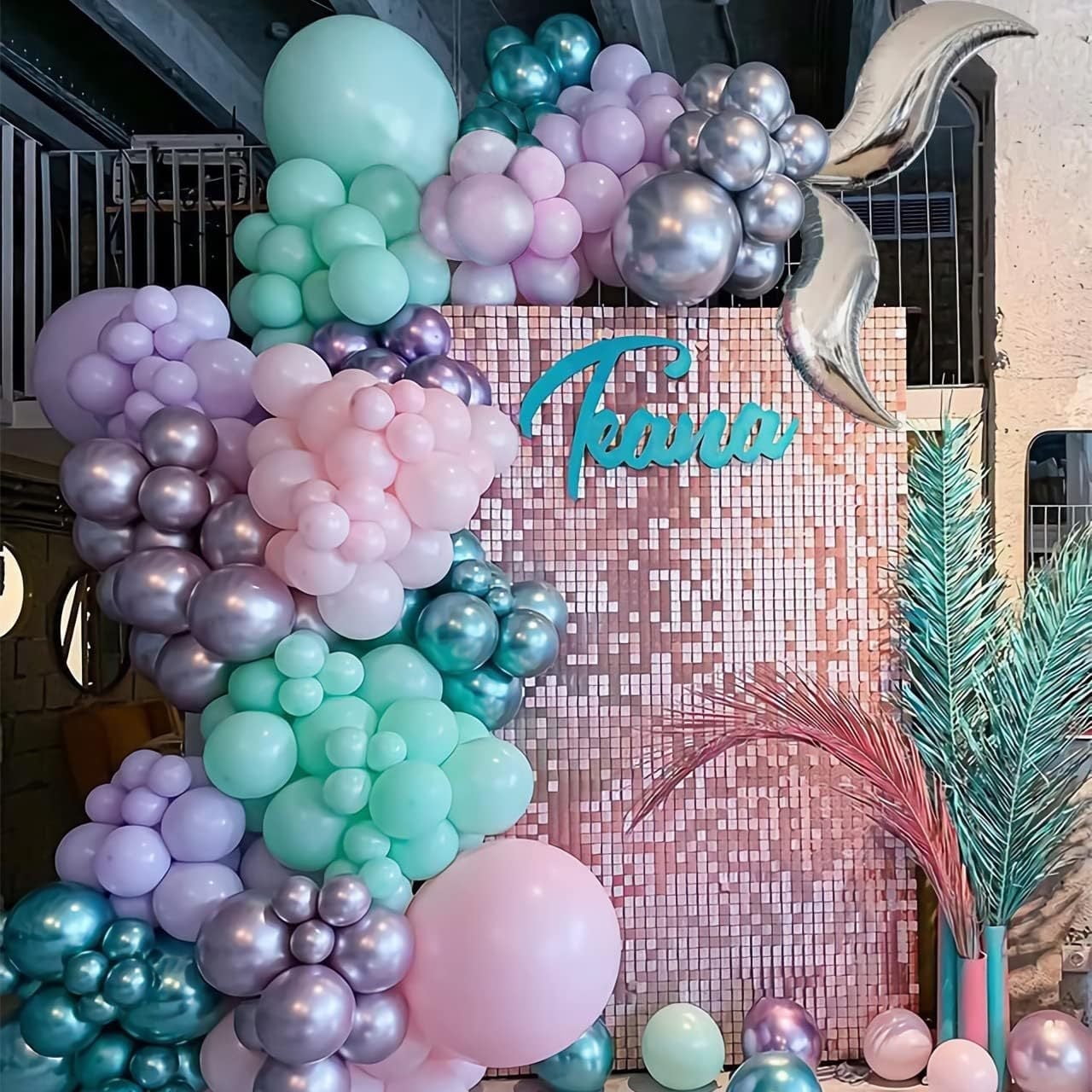 WODJR 166Pcs Mermaid Balloon Arch Mermaid Party Decorations Purple Pink Blue Balloon Arch Mermaid Tail Balloon Arch Seashell Balloon Mermaid Birthday Decorations Under The Sea Party Decoration