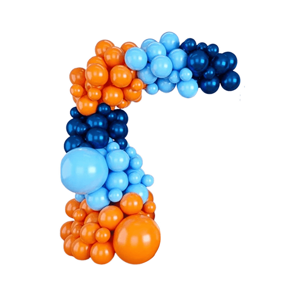 WODJR 96 Pcs Blue Balloon Garland Blue Orange Balloon Garland Navy Blue and Orange Balloon Arch Kit Blue Orange Latex Balloon Party Balloons for Birthday Decoration Wedding Party Decorations