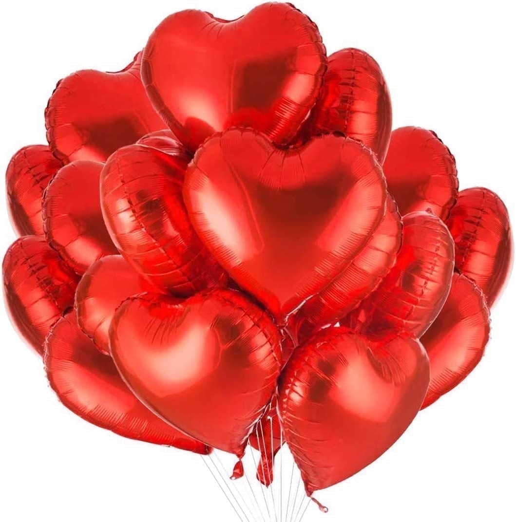 WODJR Red Heart Foil Balloons Red Heart Foil Helium Balloons for Valentines Day Wedding Engagement Decorations, Heart Shape Foil Mylar Balloons Red 18" for Valentine's Day Party Decorations