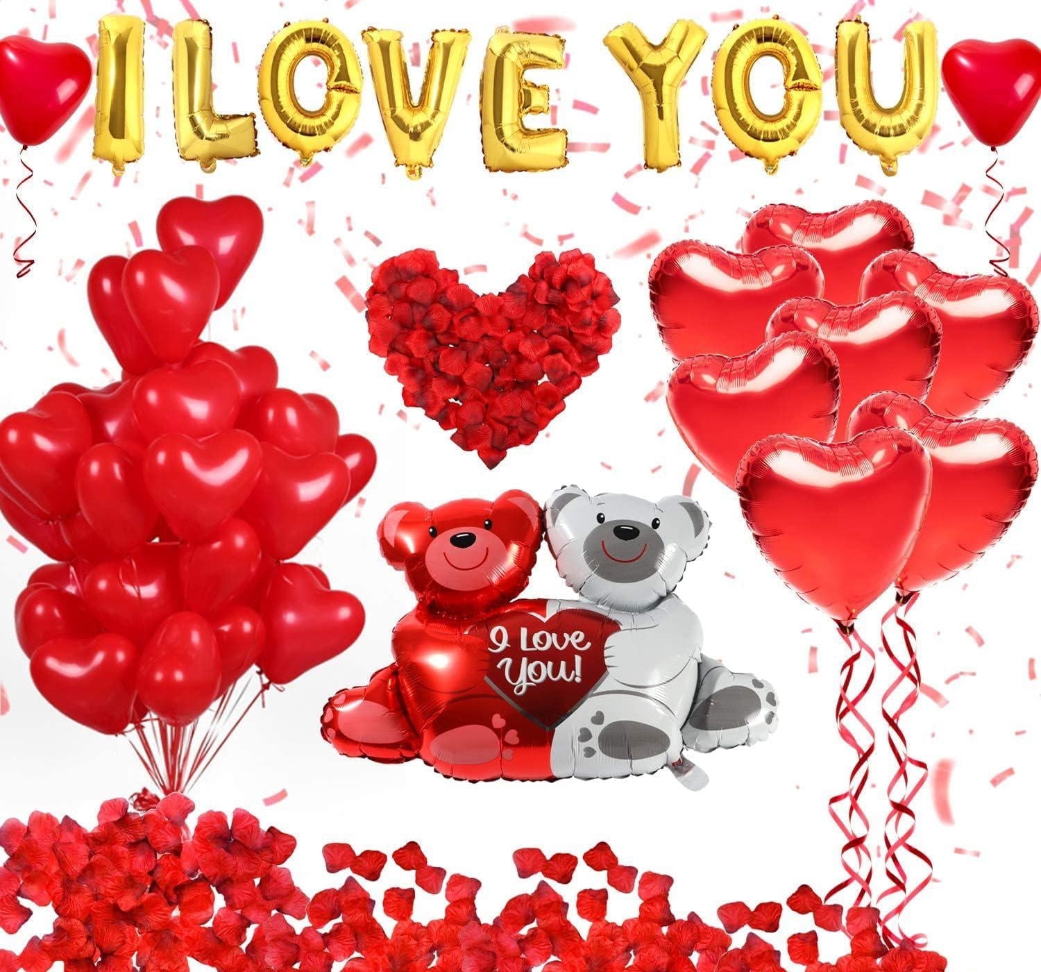 WODJR Valentines Day Balloon Kits, Red Heart, I Love You and Teddy Bear ...