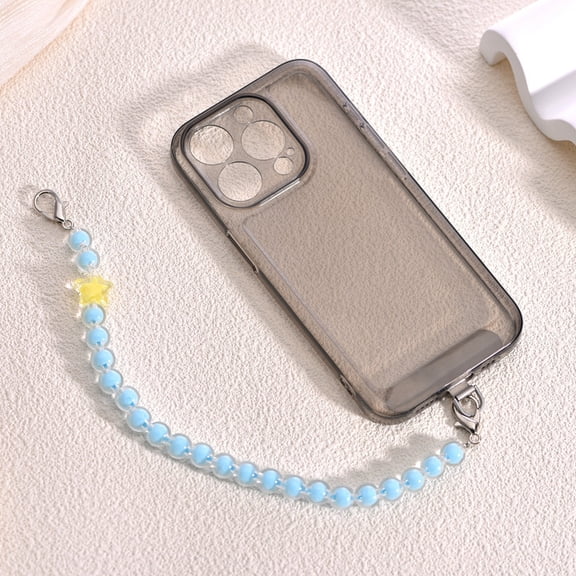 WODOXIN Blue Acrylic Beaded Phone Lanyard Strap, Detachable Wrist Chain, Compatible with iPhone, Samsung and Most Smartphones, 1-pack, 10.43"