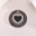thumbnail image 1 of WODOXIN Black Bling Phone Grip Stand, Double Ring Rhinestone Heart 360° Rotating Finger Holder, Adhesive Kickstand for iPhone & Android, 1 of 11