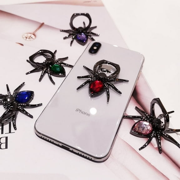 WODOXIN Red Zinc Alloy + Adhesive Spider Phone Holder, 360° Adjustable Multi-Angle, Convenient and Stable Design, Suitable for Phones and Tablets.