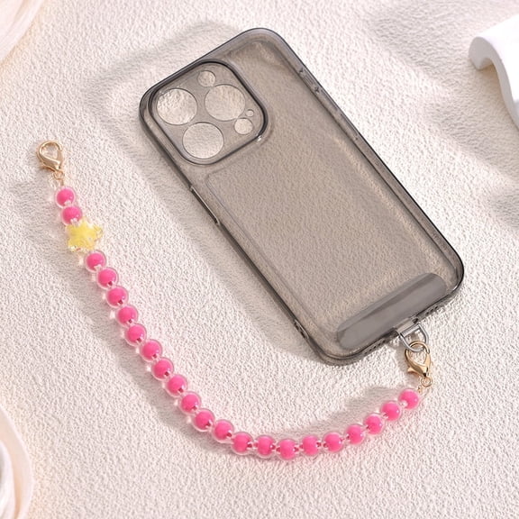 WODOXIN Red Acrylic Beaded Phone Lanyard Strap, Detachable Wrist Chain, Compatible with iPhone, Samsung and Most Smartphones, 1-pack, 10.43"
