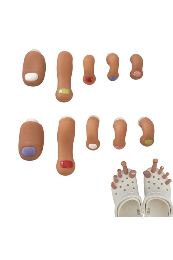 Upgrade 10 Pcs Funny Toe Shoe Charms, Detachable Clog Buttons, Removable Shoe Decorations for Sandals