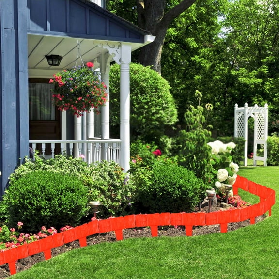 WOHAPY Upgrade 10PCS Plastic Garden Border Edging, Flexible Grass Fence Wall, DIY Landscape Decorative Fence B