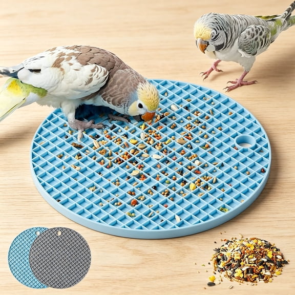 WOHAPY Upgrade 2 Pcs Bird Foraging Mat, 6.30x6.30in Silica Gel Slow Feeding Puzzle Toy, Interactive Foraging Pad for Parrots Cockatiels