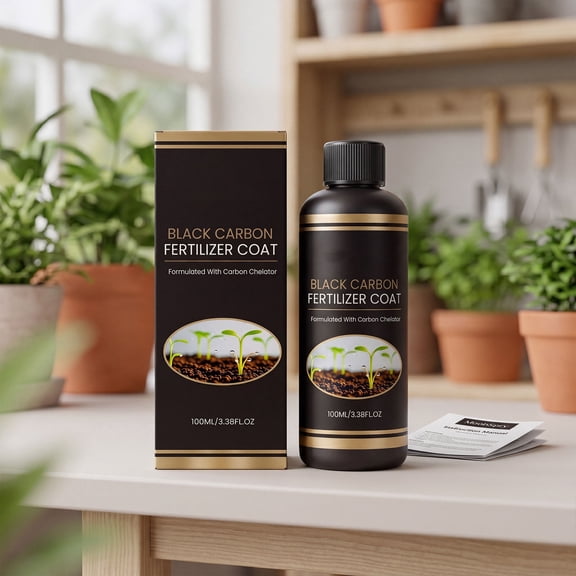 WOHAPY Upgrade Black Carbon Fertilizer Coating, Nutrient-Enhanced Granular Fertilizer Additive for Potted Plants, 100ml