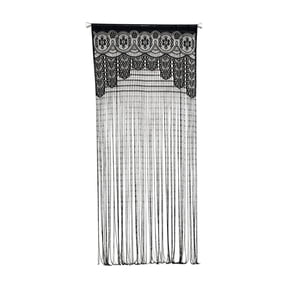 WOHAPY Upgrade Gothic Black Tassel Curtain, Polyester Light Blocking Window Curtain, Spooky Halloween Photo Backdrop Decor for Kitchen Bedroom, 39.37x86.61in